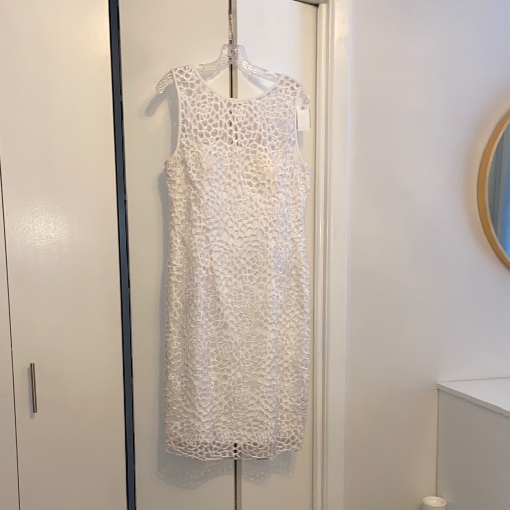 Adrianna Papell Ivory Lace Midi Dress